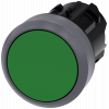 Pushbutton, 22 mm, round, plastic with metal front ring, green. 3SU10300AA400AA0