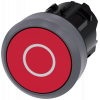 Pushbutton, 22 mm, round, plastic with metal front ring, red, labeling: O. 3SU10300AB200AD0