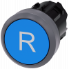 Pushbutton, 22 mm, round, plastic with metal front ring, blue, labeling: R. 3SU10300AB500AR0