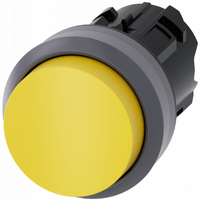 Pushbutton, 22 mm, round, plastic with metal front ring, yellow. 3SU10300BB300AA0