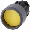 Pushbutton, 22 mm, round, plastic with metal front ring, yellow. 3SU10300CB300AA0