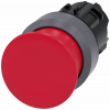 Mushroom pushbutton, 22 mm, round, plastic with metal front ring, red, 30 mm. 3SU10301AD200AA0