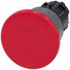 Mushroom pushbutton, 22 mm, round, plastic with metal front ring, red. 3SU10301BA200AA0