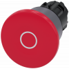 Mushroom pushbutton, 22 mm, round, plastic m. metal front ring, red, labeling: O. 3SU10301BA200AD0