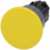 Mushroom pushbutton, 22 mm, round, plastic with metal front ring, yellow, 40 mm. 3SU10301BD300AA0