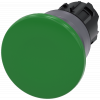 Mushroom pushbutton, 22 mm, round, plastic with metal front ring, green, 40 mm. 3SU10301BD400AA0