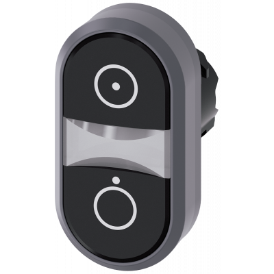 Twin pushbutton, 22 mm, round, plastic with metal front ring, black, black. 3SU10303AB110AQ0