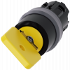 Key-operated switch O.M.R, 22 mm, round, metal front ring, yellow, key removal O+I. 3SU10304JF110AA0