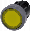 Pushbutton, illuminated, 22 mm, round, metal front ring, yellow, button. 3SU10310AA300AA0