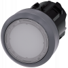 Pushbutton, illuminated, 22 mm, round, metal front ring, white, button. 3SU10310AA600AA0