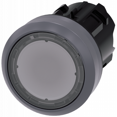 Pushbutton, illuminated, 22 mm, round, metal front ring, clear, button. 3SU10310AB700AA0