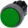 Pushbutton, illuminated, 22 mm, round, metal front ring, green, button. 3SU10310BB400AA0