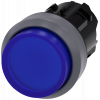 Pushbutton, illuminated, 22 mm, round, metal front ring, blue, button. 3SU10310BB500AA0