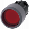 Illuminated pushbutton, 22 mm, round, plastic with metal front ring, red, high, momentary contact. 3SU10310CB200AA0