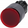 Mushroom pushbutton, illuminated, 22 mm, round, metal front ring, red, 30 mm. 3SU10311AA200AA0