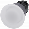 Mushroom pushbutton, illuminated, 22 mm, round, metal front ring, white, 40 mm. 3SU10311BD600AA0