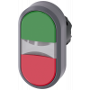 Twin pushbutton, illuminated, 22 mm, round, metal front ring, green, red. 3SU10313AB420AA0