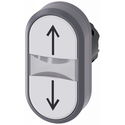 Twin pushbutton illuminated 22 mm round metal front ring white: arrow top/bottom. 3SU10313AB660AN0