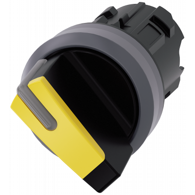 Toggle switch, illuminable, 22 mm, round, plastic with metal front ring, yellow. 3SU10322BC300AA0