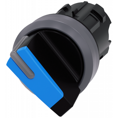 Toggle switch, illuminable, 22 mm, round, plastic with metal front ring, blue. 3SU10322BC500AA0