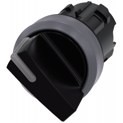 Toggle switch, illuminable, 22 mm, round, plastic with metal front ring, black. 3SU10322BF100AA0