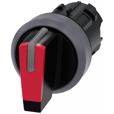 Toggle switch, illuminable, 22 mm, round, plastic with metal front ring, red. 3SU10322BL200AA0