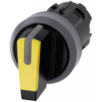 Toggle switch, illuminable, 22 mm, round, plastic with metal front ring, yellow. 3SU10322BL300AA0