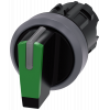 Toggle switch, illuminable, 22 mm, round, plastic with metal front ring, green. 3SU10322BL400AA0