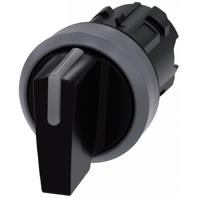 Toggle switch, illuminable, 22 mm, round, metal front ring, black, knob short. 3SU10322BN100AA0