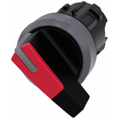 Toggle switch, illuminable, 22 mm, round, plastic with metal front ring, red. 3SU10322CF200AA0