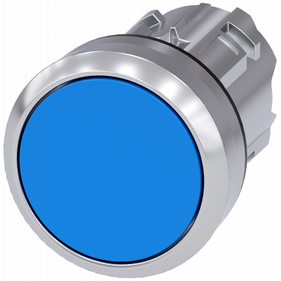 Pushbutton, 22 mm, round, metal, high gloss, blue, button. 3SU10500AA500AA0