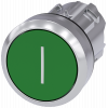 Pushbutton, 22 mm, round, metal, high gloss, green, labeling: I, button. 3SU10500AB400AC0