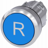 Pushbutton, 22 mm, round, metal, high gloss, blue, labeling: R, button. 3SU10500AB500AR0