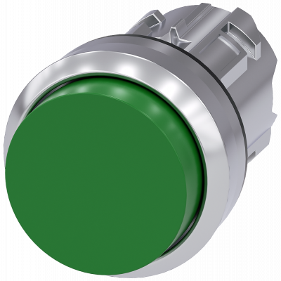 Pushbutton, 22 mm, round, metal, high gloss, green, button. 3SU10500BB400AA0