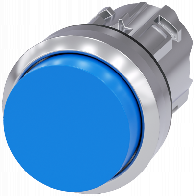 Pushbutton, 22 mm, round, metal, high gloss, blue, button. 3SU10500BB500AA0