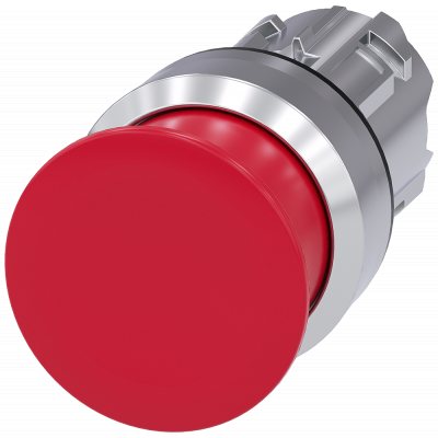 Mushroom pushbutton, 22 mm, round, metal, high gloss, red, 30 mm. 3SU10501AD200AA0