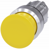 Mushroom pushbutton, 22 mm, round, metal, high gloss, yellow, 30 mm. 3SU10501AD300AA0