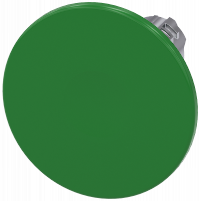 Mushroom pushbutton, 22 mm, round, metal, high gloss, green, 60 mm. 3SU10501CD400AA0