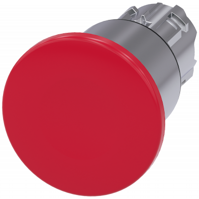 Mushroom pushbutton, 22 mm, round, metal, high gloss, red. 3SU10501EA200AA0