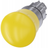 Mushroom pushbutton, 22 mm, round, metal, high gloss, yellow, rotate-to-unlatch mechanism. 3SU10501HB300AA0