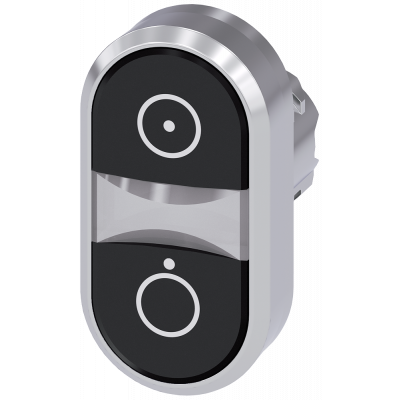 Twin pushbutton, 22 mm, round, metal, high gloss, black: Symbol 5264, black. 3SU10503AB110AQ0