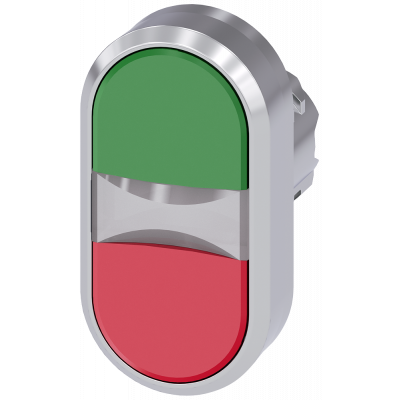 Twin pushbutton, 22 mm, round, metal, high gloss, green, red. 3SU10503AB420AA0