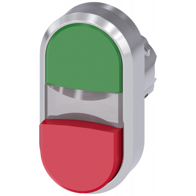 Twin pushbutton, 22 mm, round, metal, high gloss, green, red. 3SU10503BB420AA0