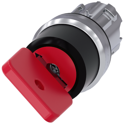 Key-operated switch O.M.R, 22 mm, round, metal, high gloss, red, key removal O. 3SU10504FC010AA0