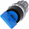 Key-operated switch O.M.R, 22 mm, round, metal, high gloss, blue, key removal O. 3SU10504GF010AA0