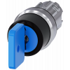 Key-operated switch O.M.R, 22 mm, round, metal, high gloss, blue, key removal I+O+II. 3SU10504GL110AA0