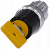 Key-operated switch O.M.R, 22 mm, round, metal, high gloss, yellow, key removal O+I. 3SU10504JF110AA0