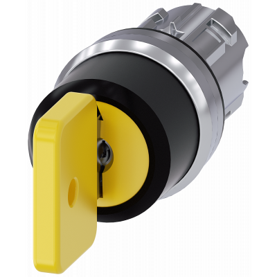 Key-operated switch O.M.R, 22 mm, round, metal, high gloss, yellow, key removal II. 3SU10504JP310AA0