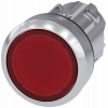 Pushbutton, illuminated, 22 mm, round, metal, high gloss, red, button. 3SU10510AA200AA0