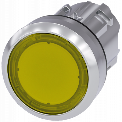 Pushbutton, illuminated, 22 mm, round, metal, high gloss, yellow, button. 3SU10510AA300AA0